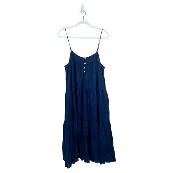 J. CREW Tiered Button-Front Cover-Up Dress in Navy Blue 2022 Size Medium Cotton - Picture 2 of 8